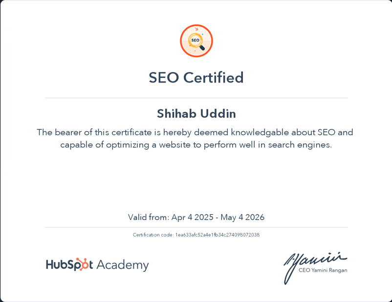 HubSpot SEO Certified