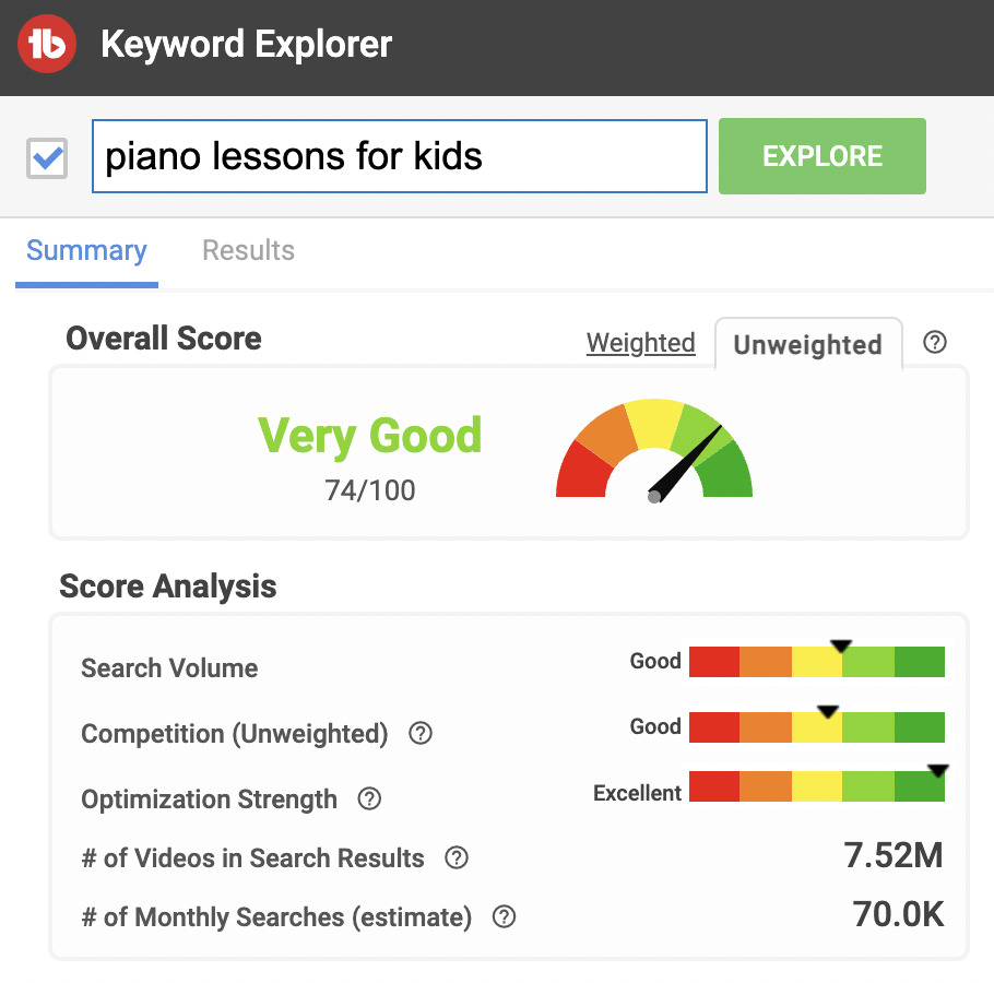 YouTube Channel Explosion - TubeBuddy Keyword Explorer β 'Very Good' Score