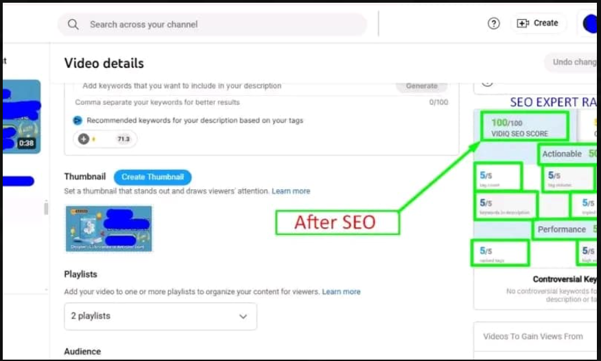 YouTube Channel Explosion - After SEO β VidIQ Score 100/100