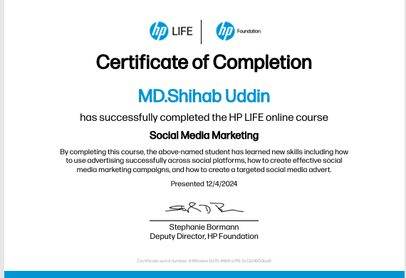 HP β Social Media Certificate