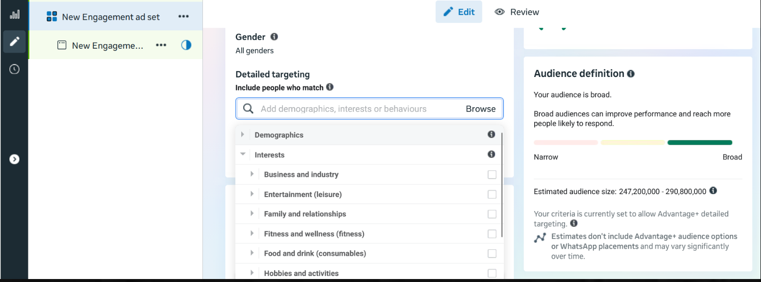 Facebook & Instagram Brand Growth - Detailed Interest & Audience Targeting