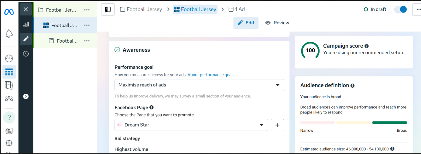 Facebook & Instagram Brand Growth - Awareness Campaign Setup β Ads Manager